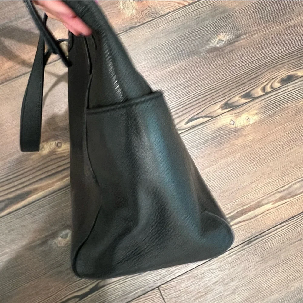 FOSSIL TOTE WALLET SET GENUINE LEATHER BLACK GOLD HARDWARE